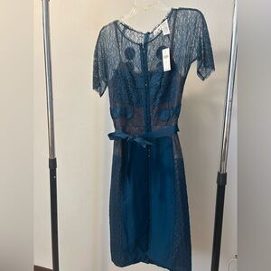 Byron Lars Teal Lace Midi Dress